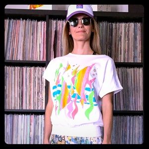 Vintage White Multicolor Graphic Tee